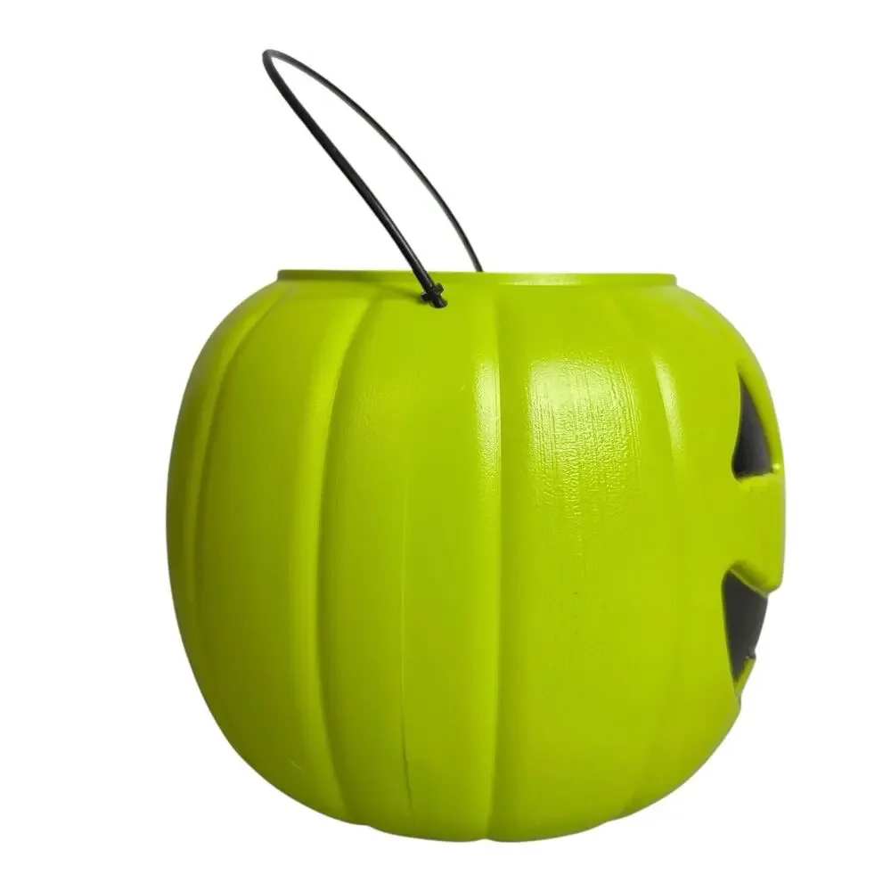 General Foam Blow Mold Jack O Lantern Pumpkin Candy Bucket Pail Neon Green USA